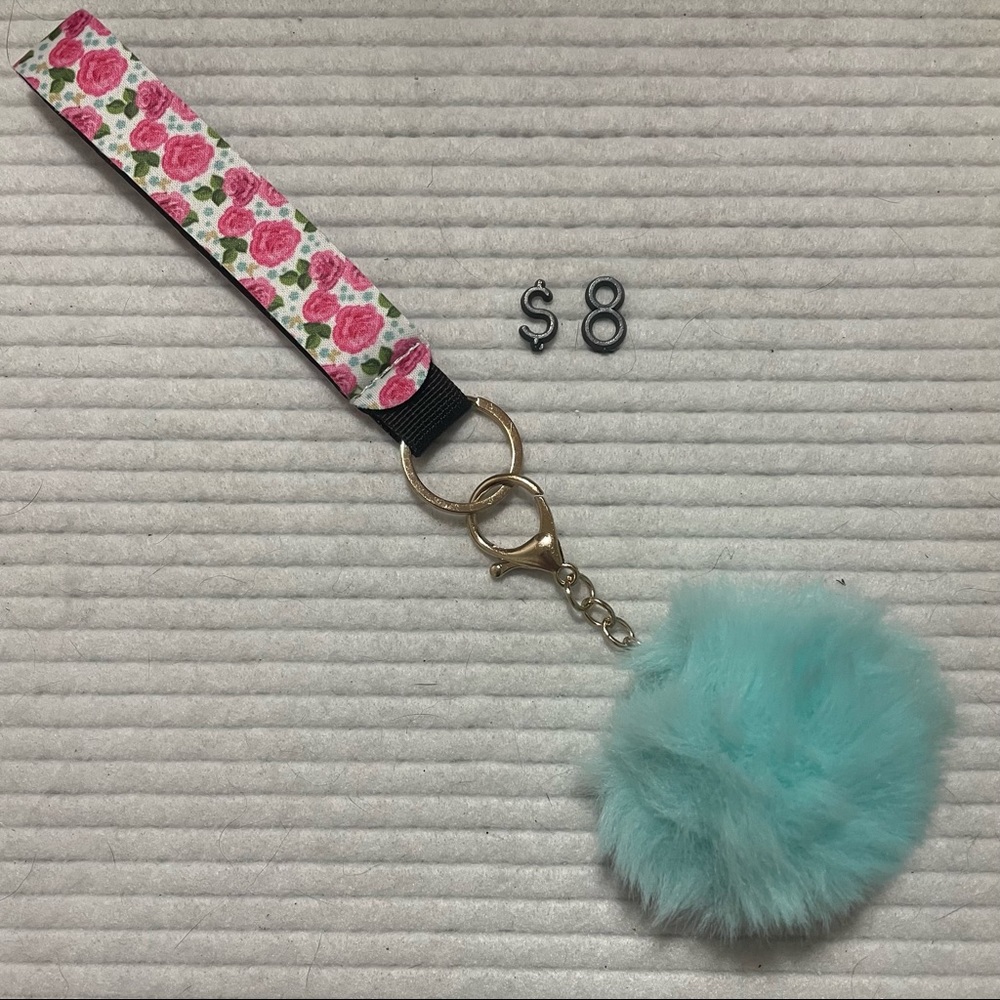 Wristlet Keychain With Pom Pom